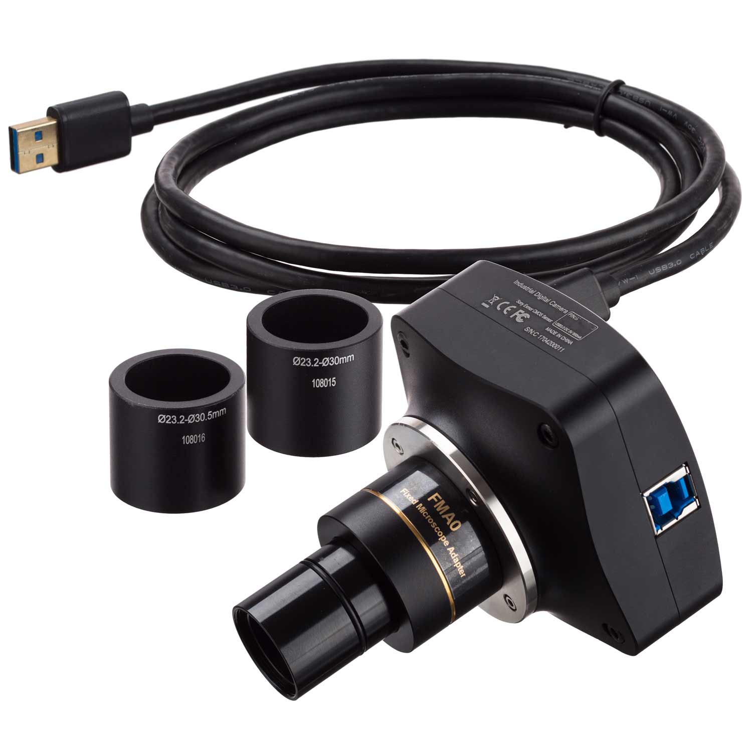 5.3MP USB 2.0 Back-illuminated Color CMOS C-Mount Microscope Camera with  Reduction Lens and Calibration Slide