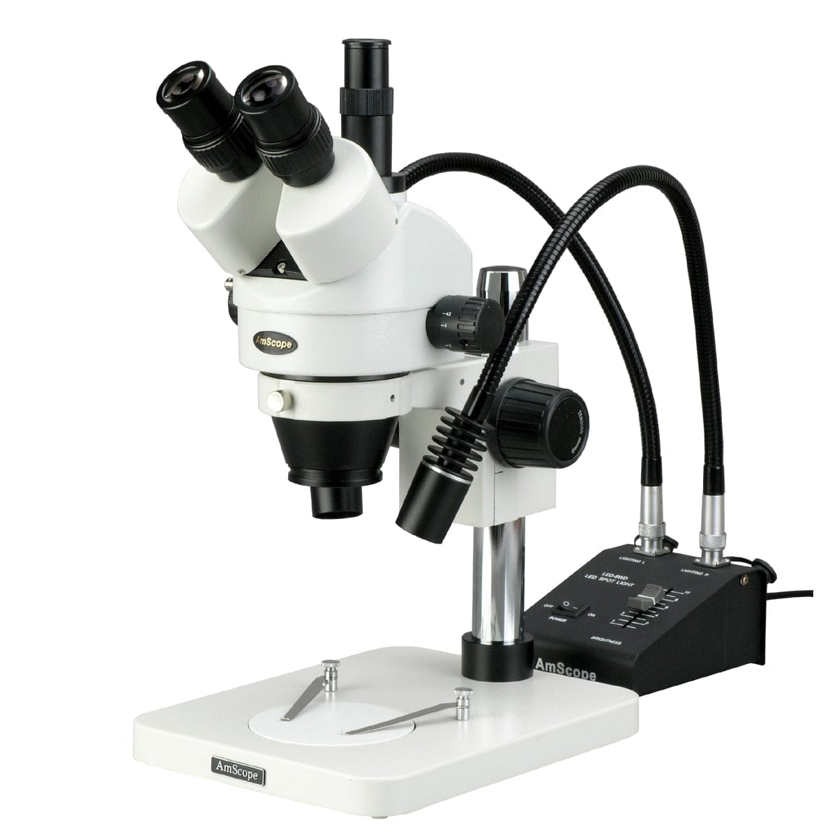 3.5-225X Zoom Stereo Microscope w Gooseneck LED Lights + 10MP USB