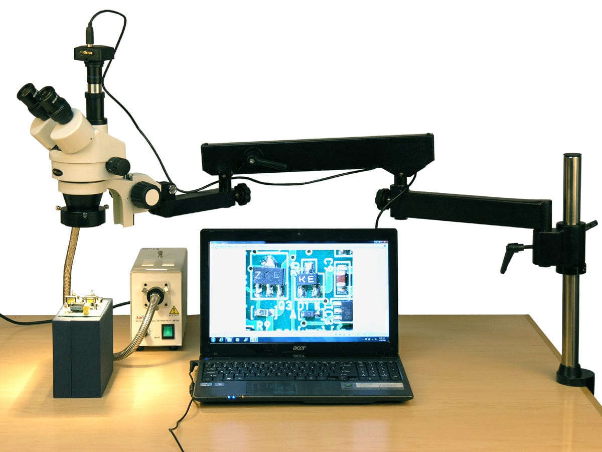 GOWE 3.5X-45X Binocular Articulating Arm Pillar Clamp Zoom Microscope+144LED Microscope Microscope Accessories GOWE 3.5X-45X Binocular Articulating Arm Pillar Clamp Zoom Microscope+144LED Microscope Microscope Accessories