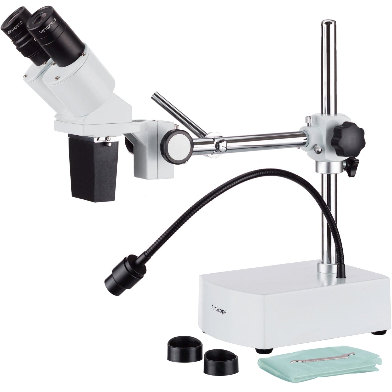 10X-20X Compact Fixed-Lens Stereo Boom-Arm Microscope with