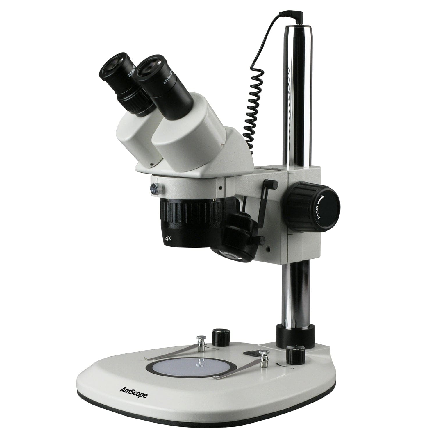 AmScope SW-2 Series Super Widefield Binocular Stereo Microscope 20X-40X-80X  Magnification on Pillar Stand with Top & Bottom Lights