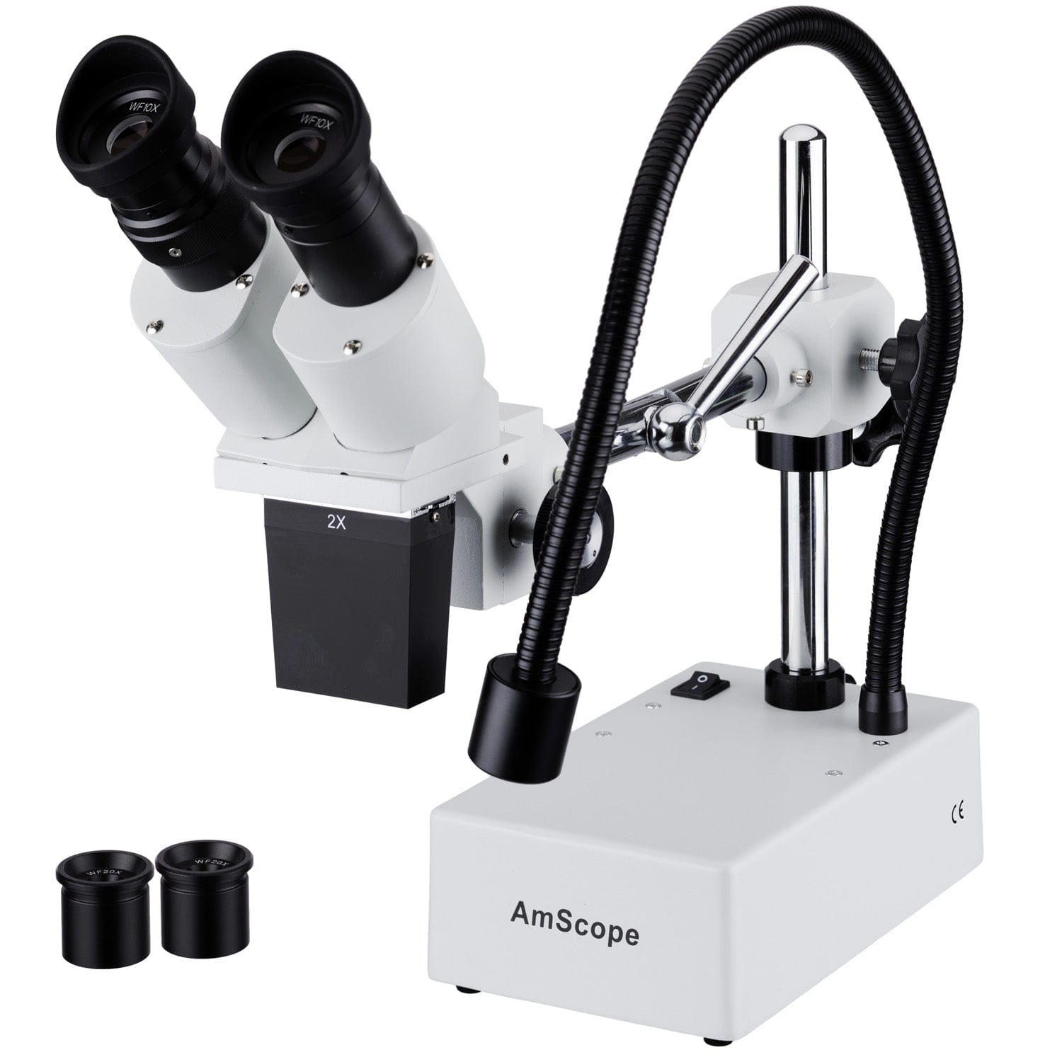 5X-20X Compact Fixed-Lens Stereo Boom-Arm Microscope with