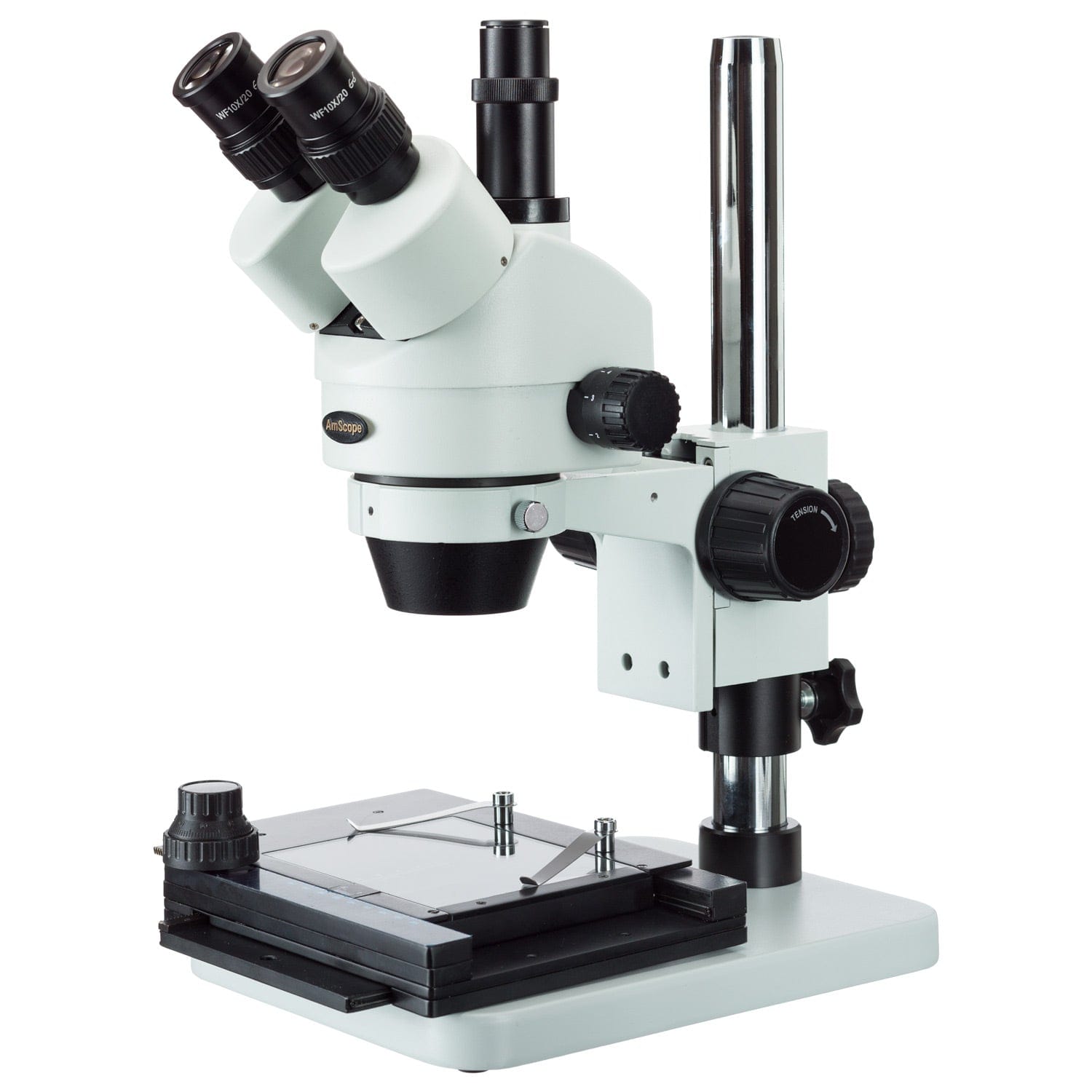 7X-45X Zoom Trinocular Stereo Microscope with Table Pillar Stand