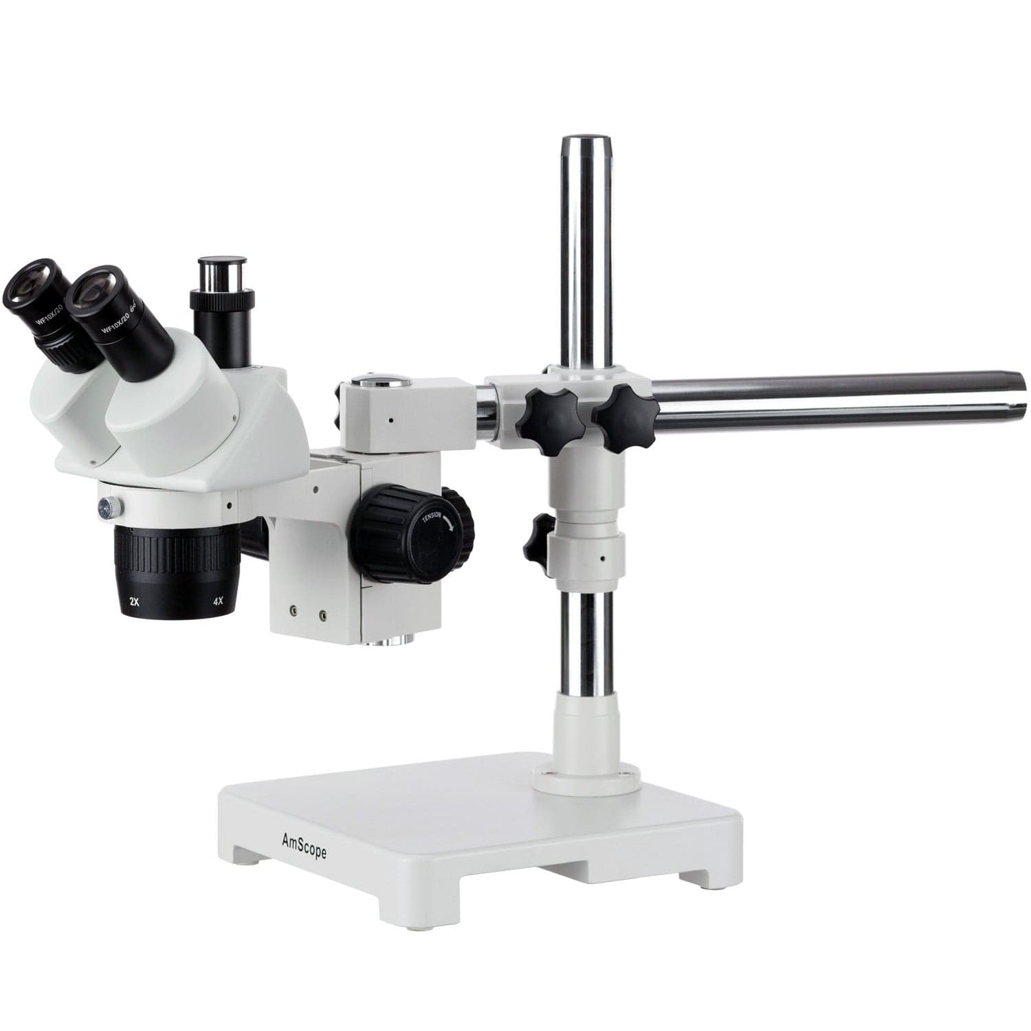 10X-15X-30X-45X Boom Stand Trinocular Stereo Microscope + Fluo Light