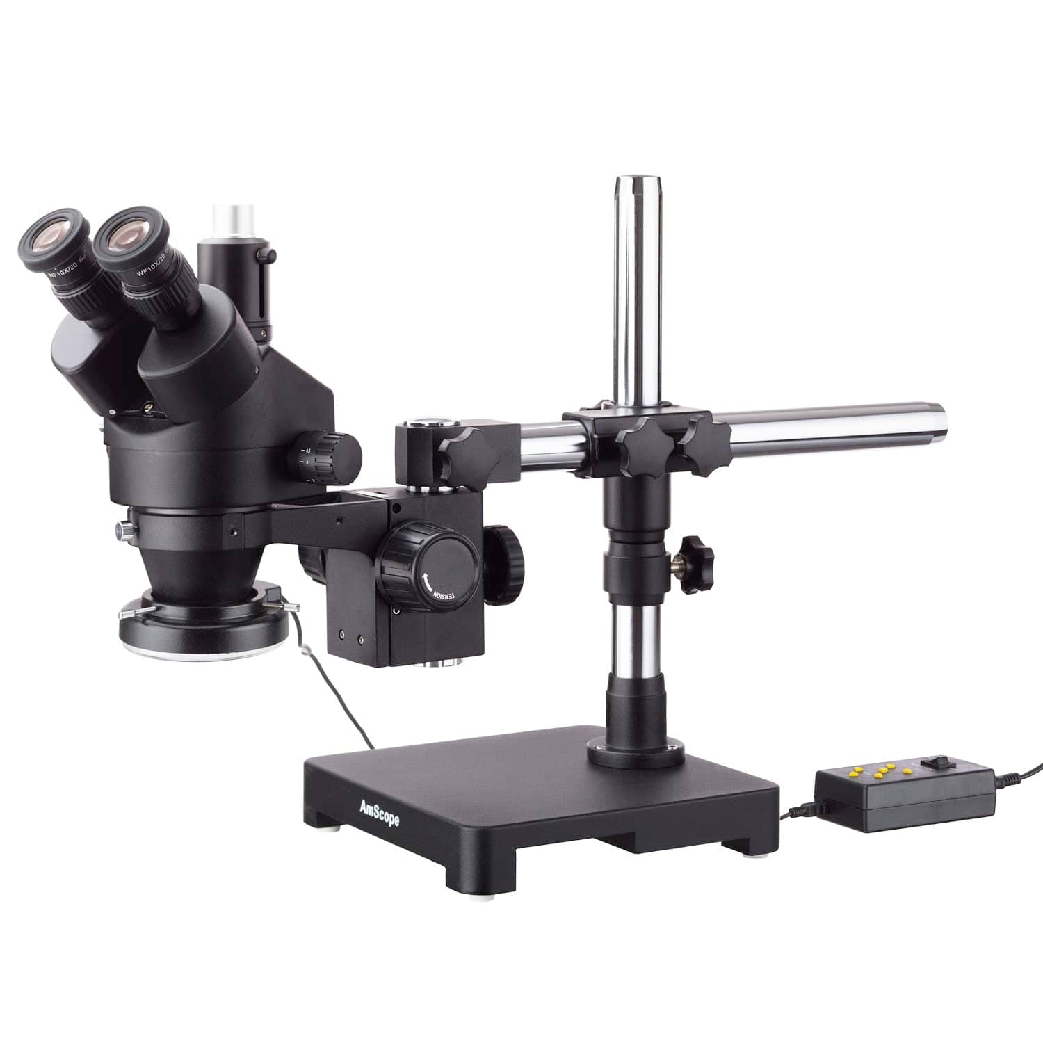 7X-45X Boom Stand Trinocular Zoom Stereo Microscope + 54 LED Light