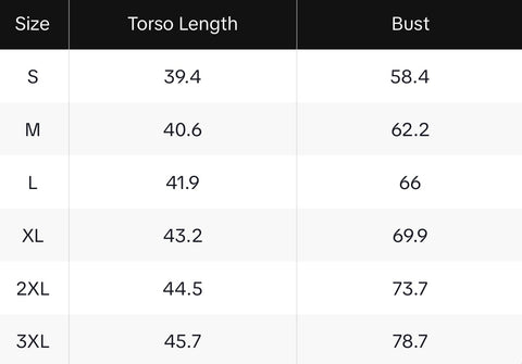 crop tank size chart