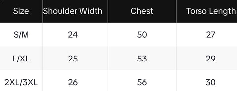 jacket size chart