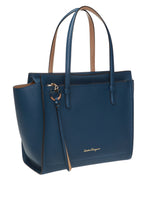Load image into Gallery viewer, NEW SALVATORE FERRAGAMO Amy Women&#39;s 729130 Teal/Adobe Stone Tote MSRP $1690
