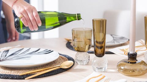 Misette glassware tablesetting for modern holiday tablescape