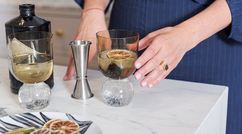 Misette Bubble Glass Tumbler with gin and tonic cocktail for hosting parties