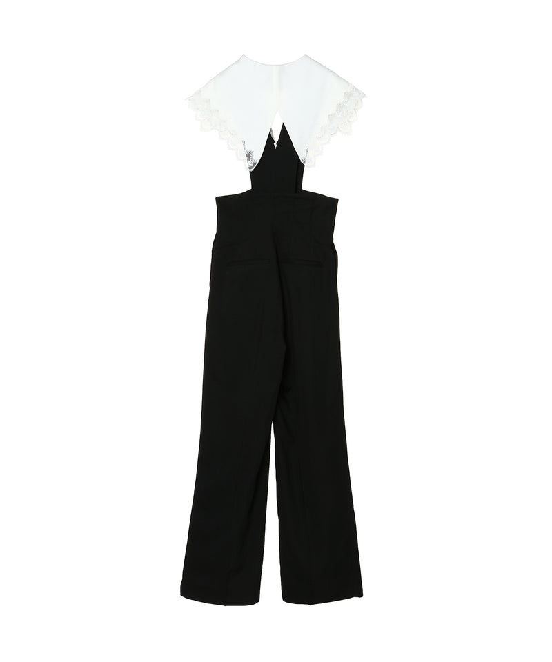 FETICO】EMBROIDERY COLLAR JUMPSUIT-