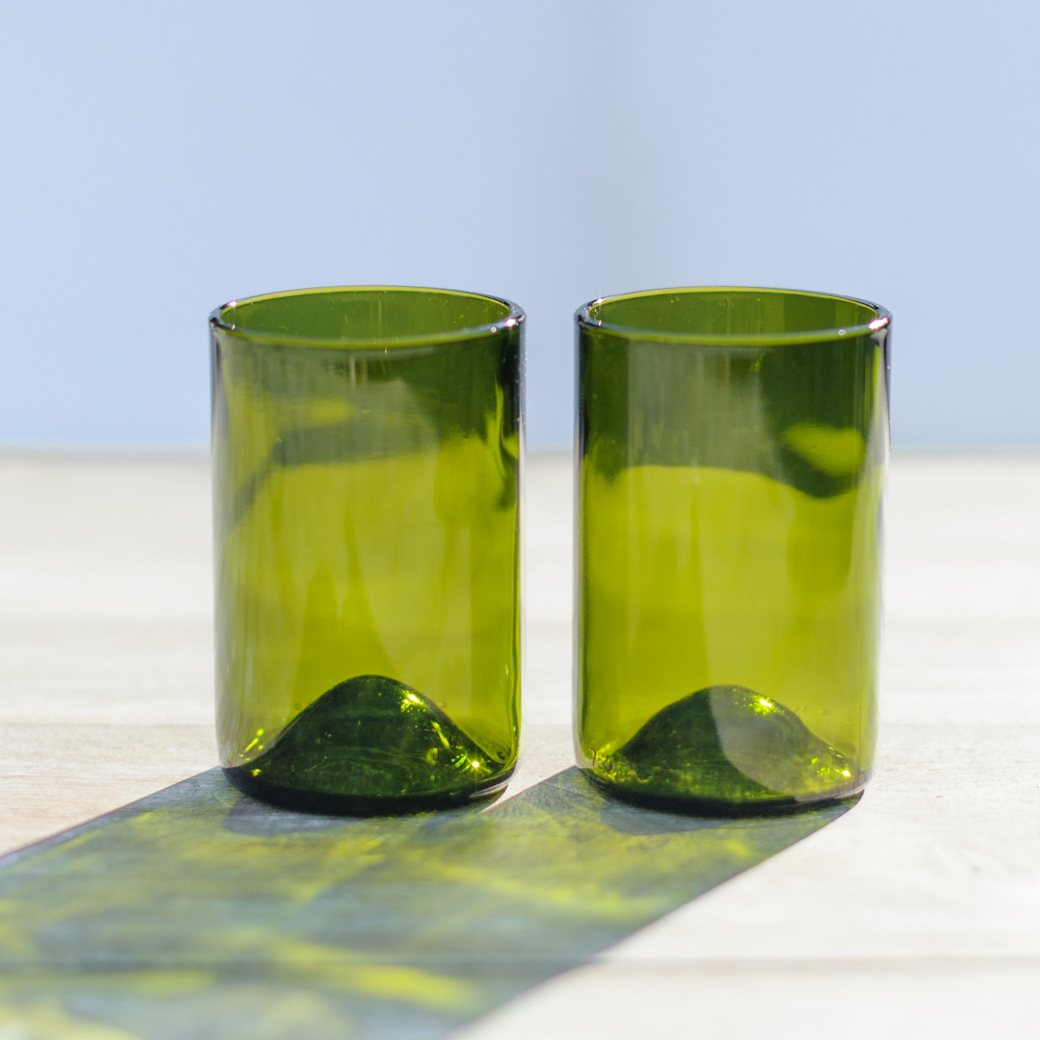 Small Upcycled Drinking Glasses 8oz - Green Tinted Glassware for Cockt –  SHANULKA Home Decor