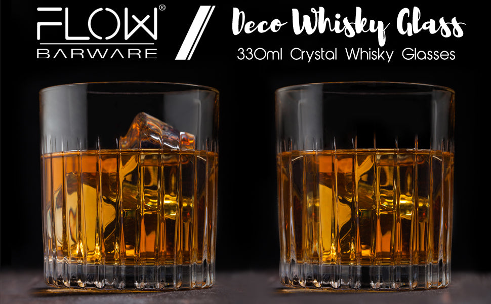 Deco set of 2 crystal whiskey glasses