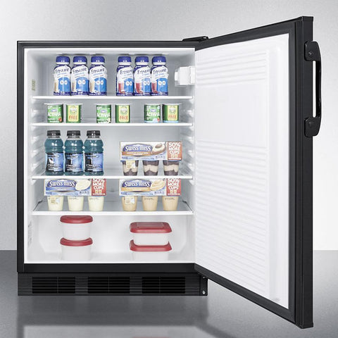 Accucold 24" Wide Built-In All-Refrigerator with Lock and Black Exterior ADA Compliant