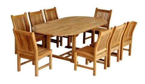 Anderson Teak Bahama Sahara 9-Pieces 87" Oval Dining Set - Set-85