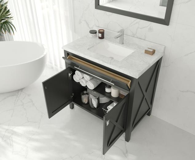 Laviva Wimbledon 36" Espresso Bathroom Vanity with Black Wood Marble Countertop 313YG319-36E-BW