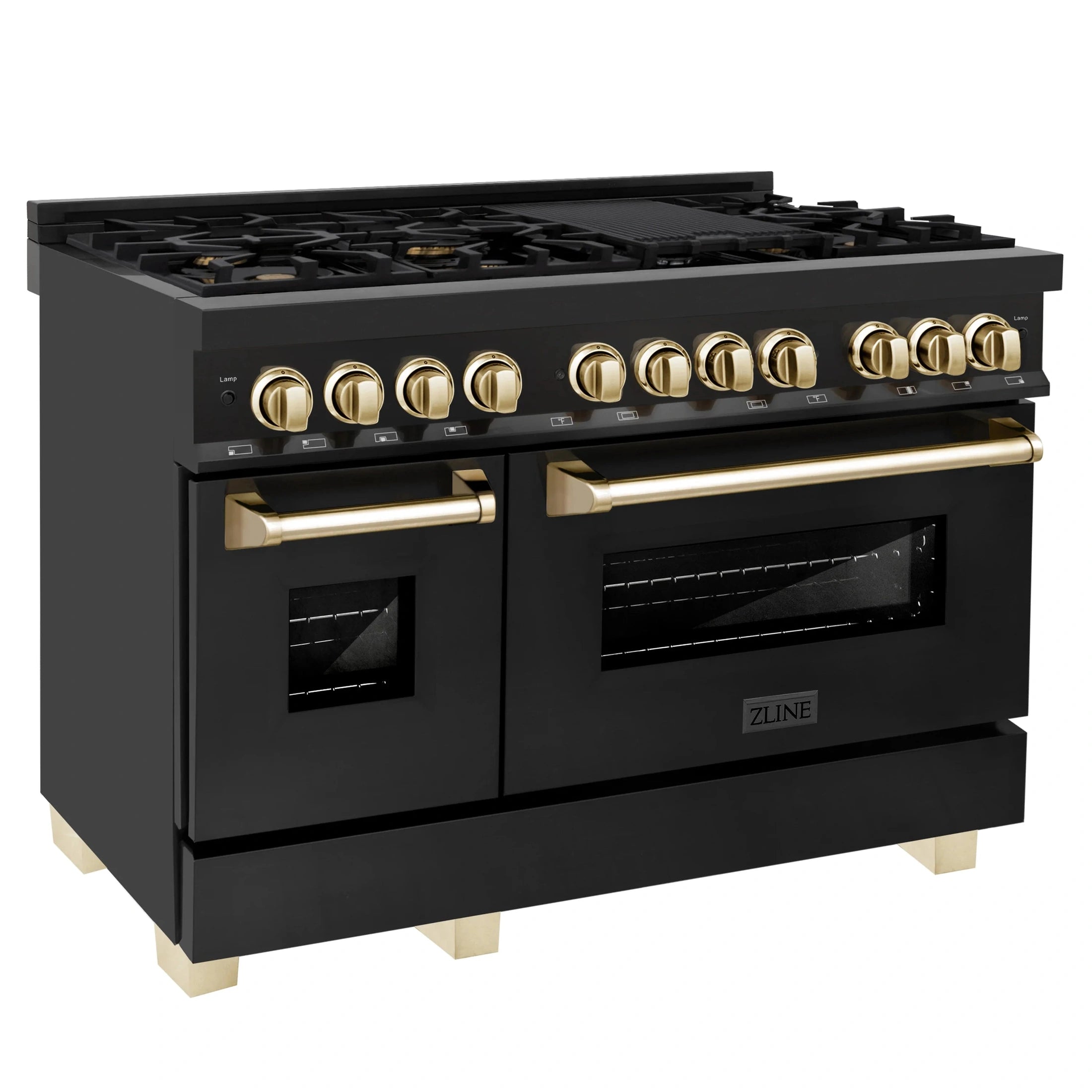 ZLINE Autograph Edition 48" 6.0 cu. ft. Range with Gas Stove and Gas Oven in Black Stainless Steel with Accents - RGBZ-48