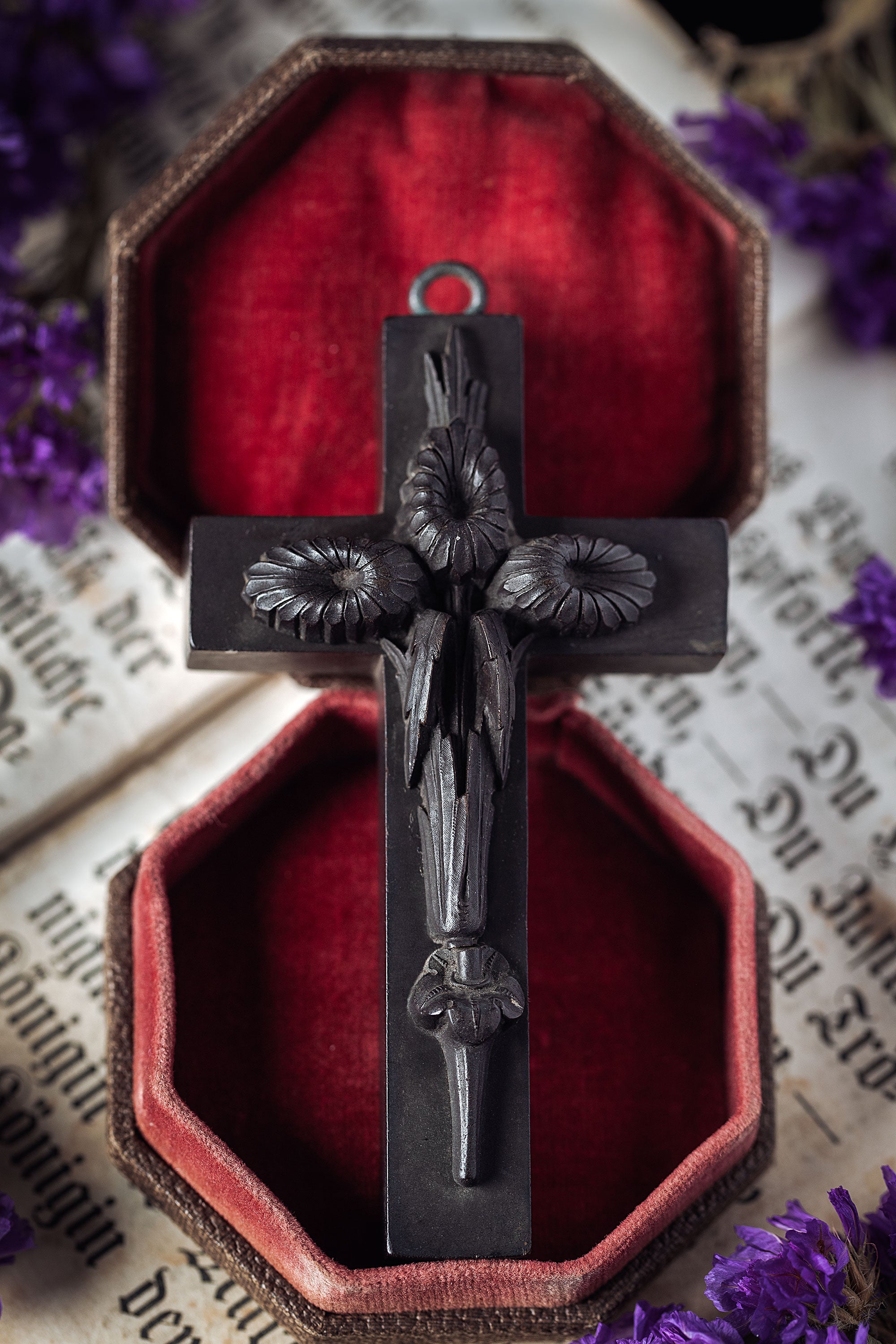 Victorian Vulcanite Cross Mourning Pendant