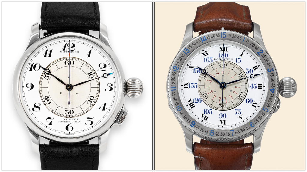 vintage 1930s Longines Pilot's Watches - Weems (left) and Lindbergh Hour Angle (right)