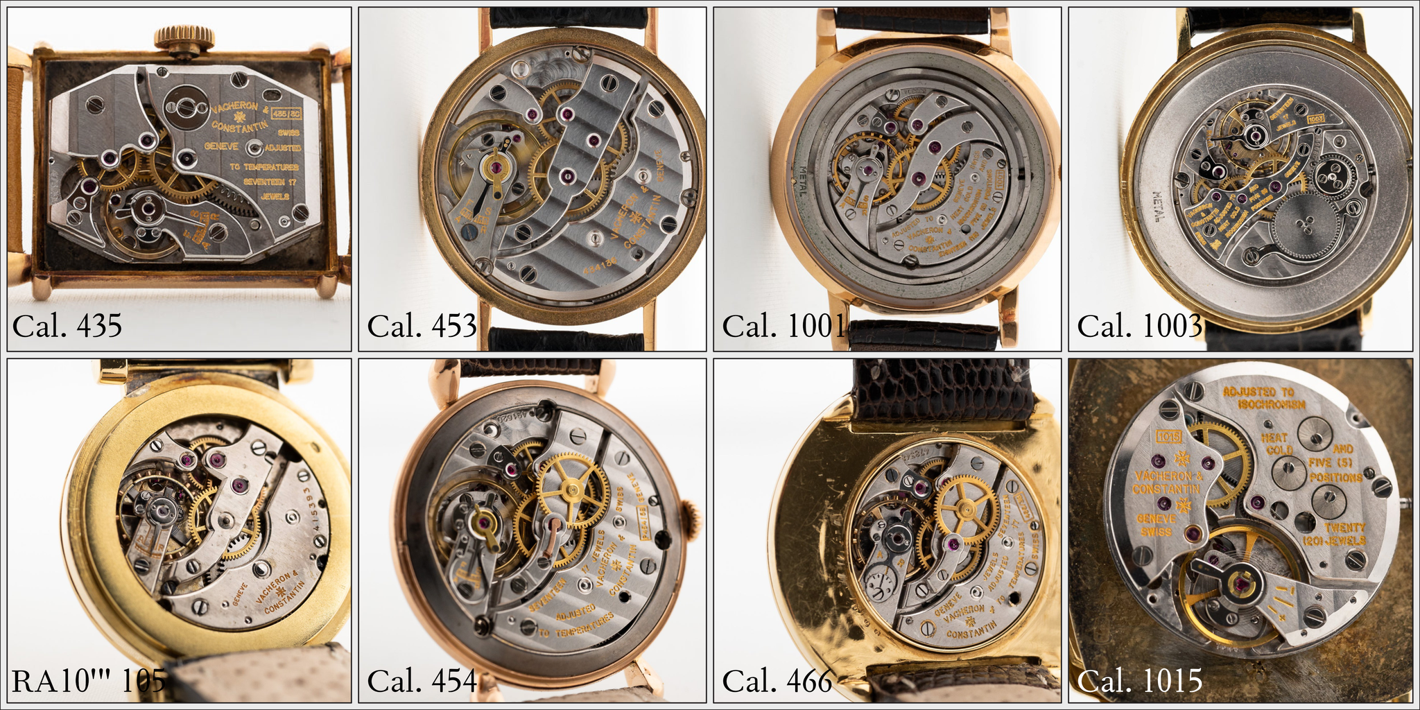 a collection of manually wound Vacheron Constantin movements from the last Century