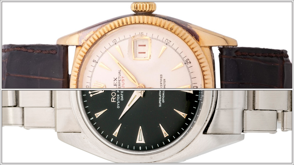 Comparing two reference 6305 Rolex Datejust executions in steel and gold