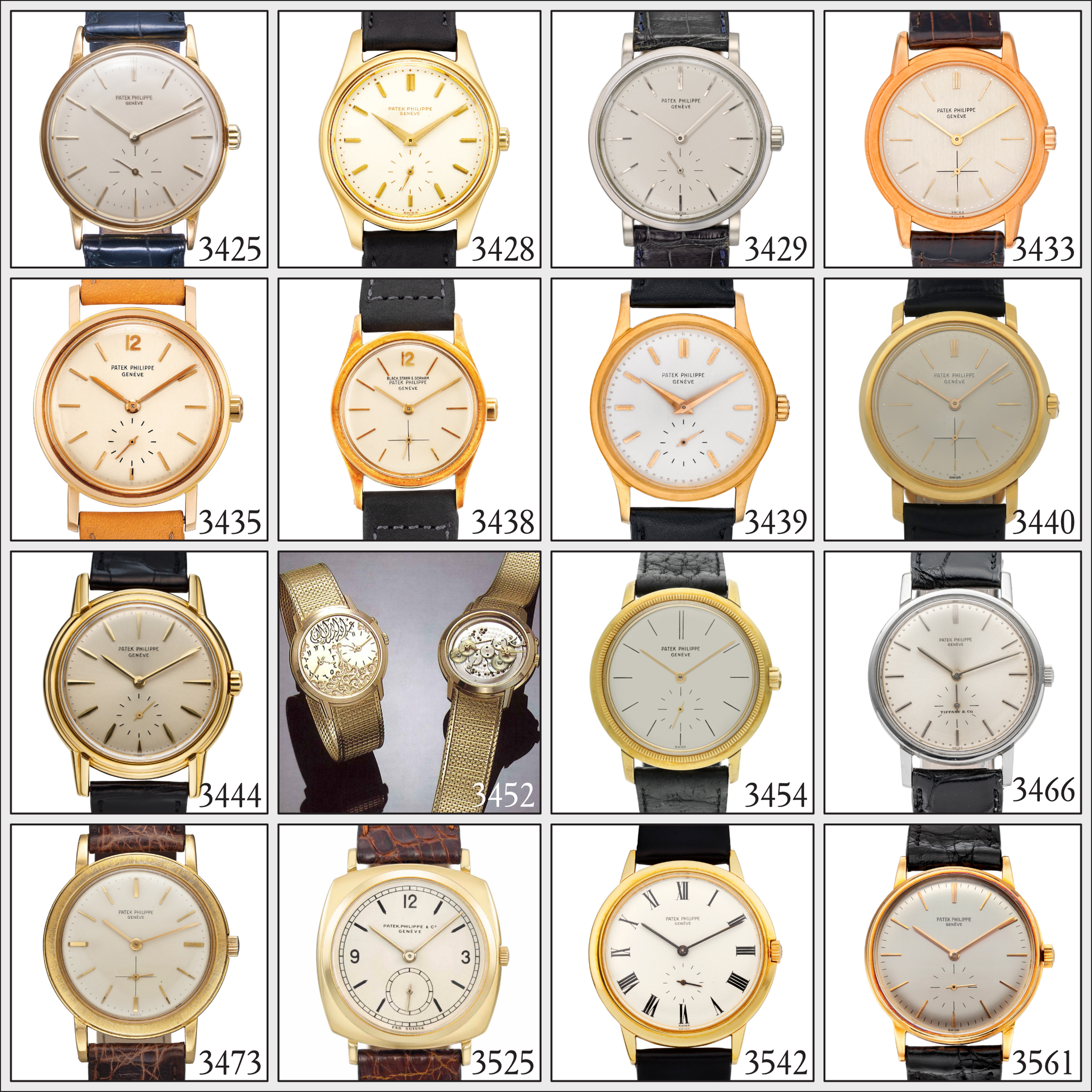 Overview over 16 vintage Patek Philippe time-only references with the automatic Cal. 27-460
