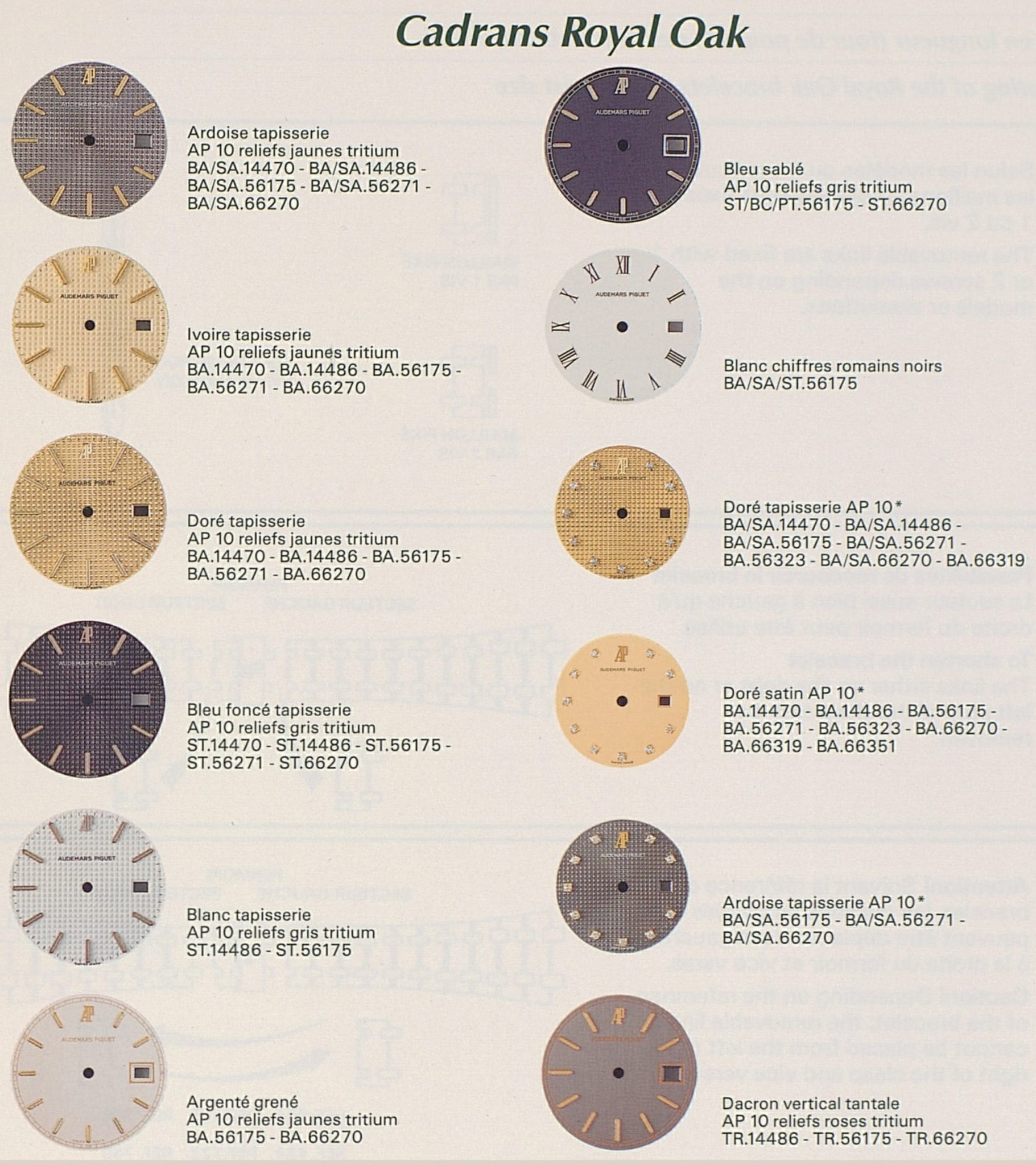 Different dial variations for the initial Royal Oak Tantalum models