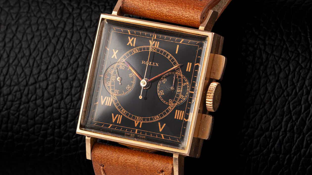 rare and square 1930s Rolex Chronograph ref. 3529 with Valjoux 69 movement