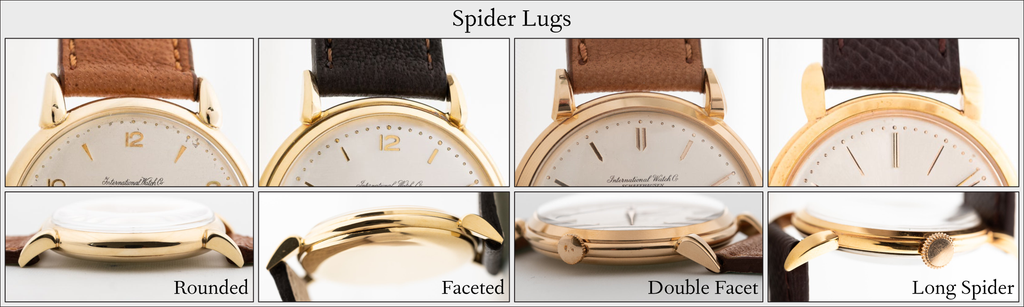 Different iterations of vintage IWC Cal. 89 watches with Spider Lugs