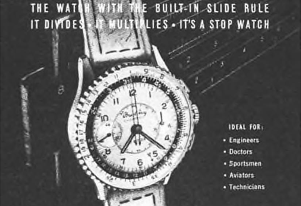 vintage 1940s advertorial on the Breitling Chronomat and its functionality
