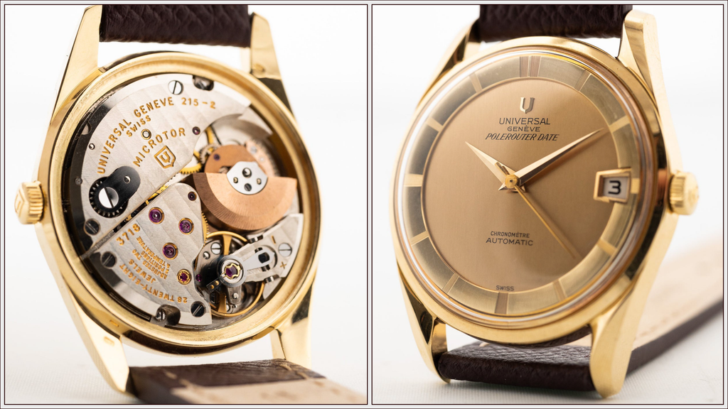 Inside and Outside of a vintage 1960s Universal Geneve Polerouter