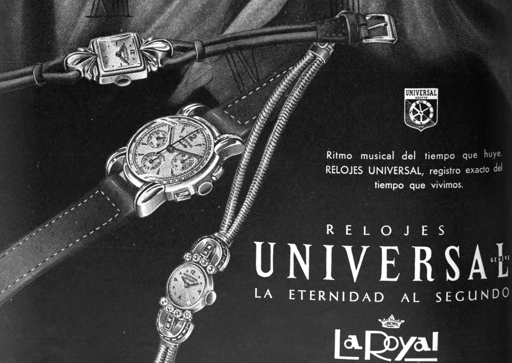 vintage advertorial for women's watches from the 1940s