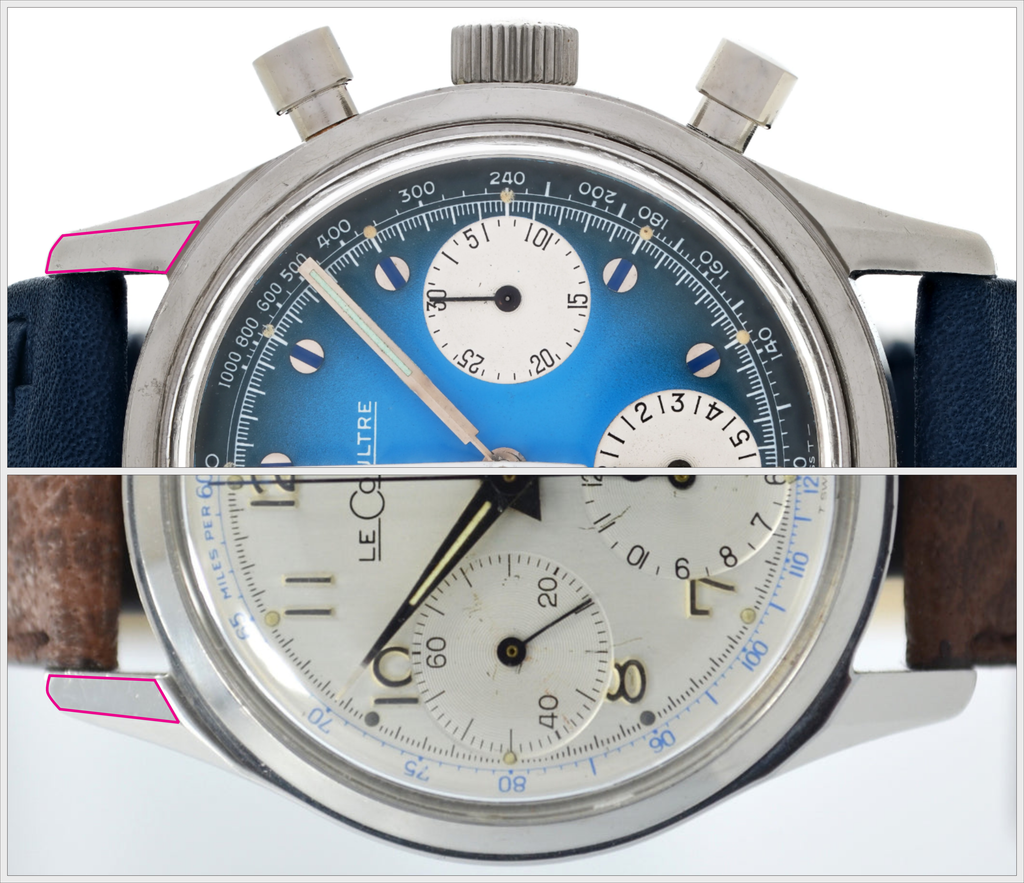 Direct comparison between the E335 and E2644 LeCoultre chronograph cases