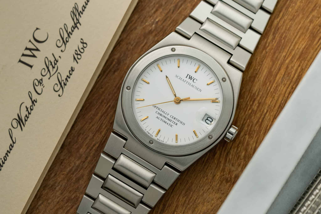 vintage 1990s IWC Ingenieur ref. 3521 in white with Loupe Date