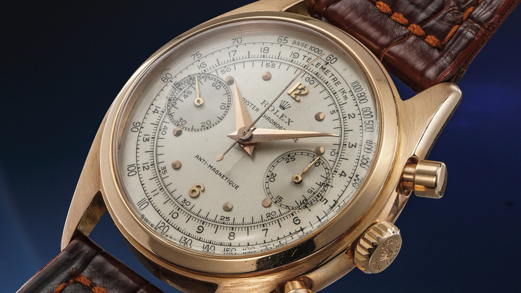 a super rare 1940s Rolex reference 6032 Chronograph - made for the French market
