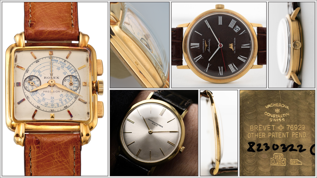 Several examples of vintage watches with cases made by Freres Gabus