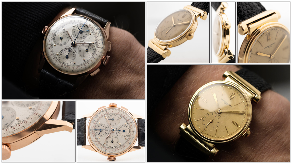 Several examples of vintage watches with cases made by Henri Jeanneret