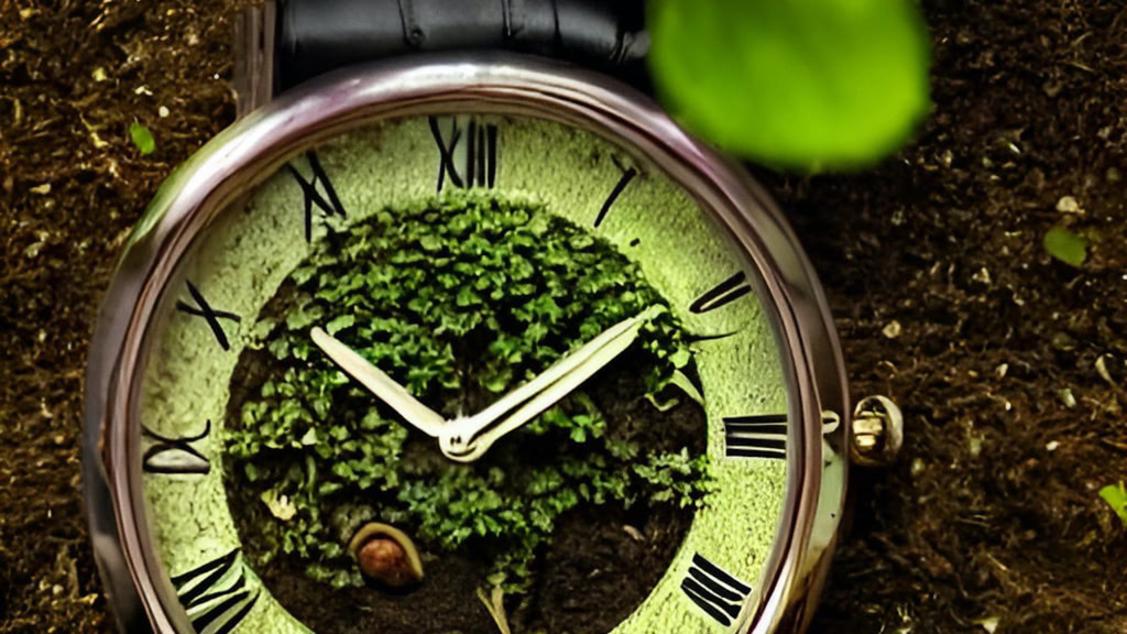 "A Watch growing from plants" - AI generated image of a watch on Hodinkee