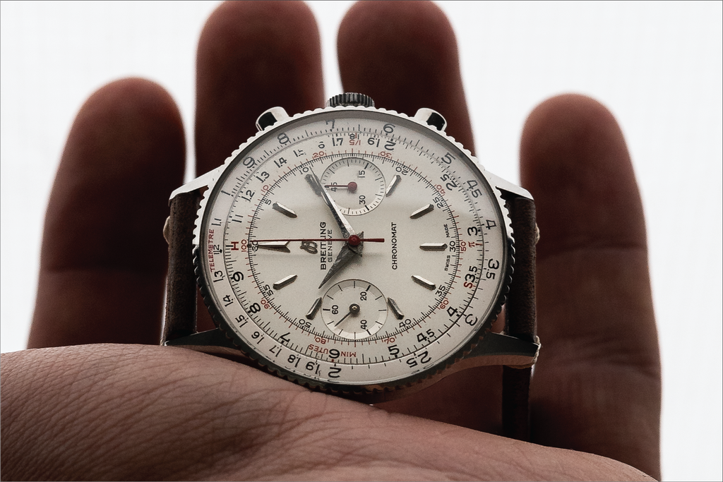 1960s white dial Breitling Chronomat with slide rule bezel
