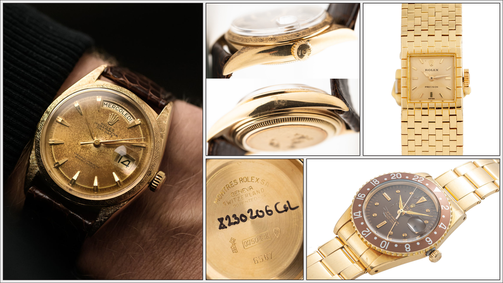 Selection of rare Rolex vintage watches with cases made by Genex