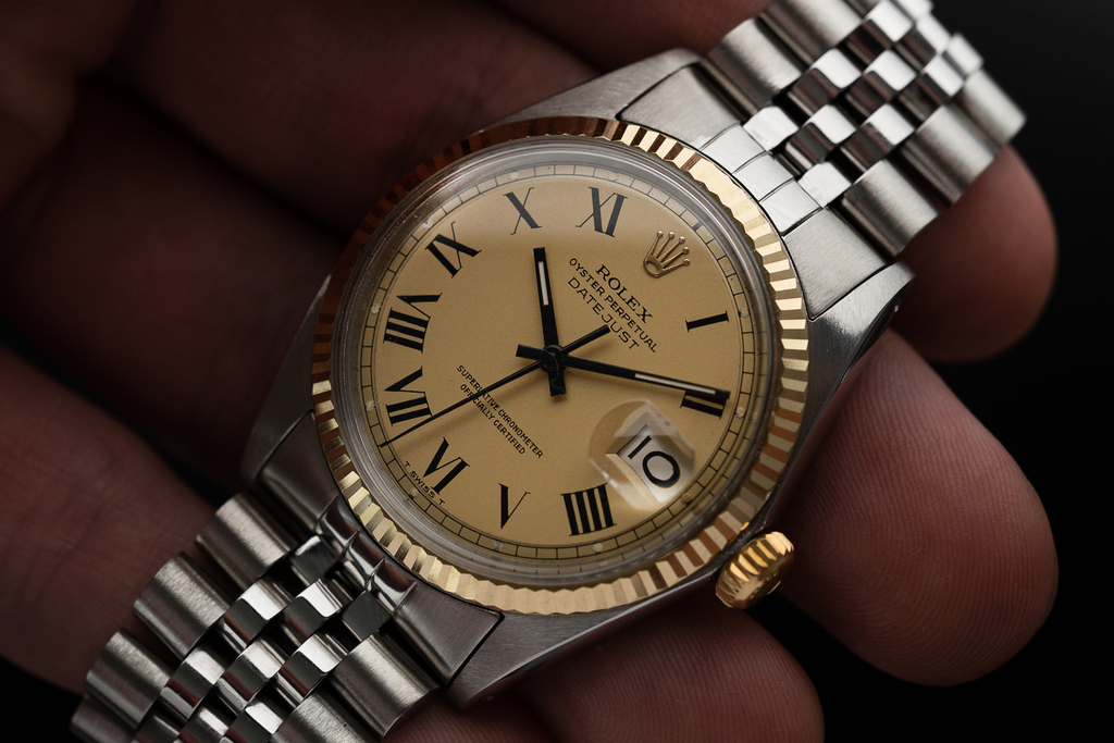 vintage 1980s Rolex Datejust 16013 Two-Tone Buckley Dial