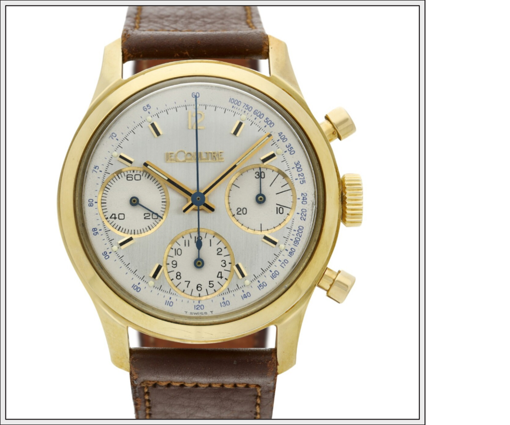 Funky LeCoultre chronograph in 18k gold