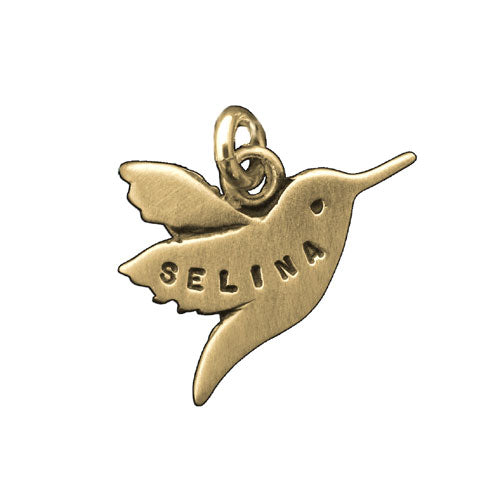 Personalized Gold Hummingbird Charm