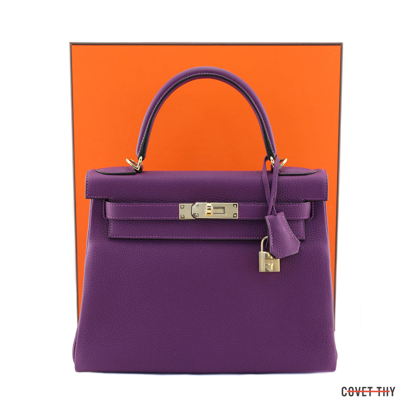 Hermes Togo Kelly with Gold Hardware, 28cm, Anemone