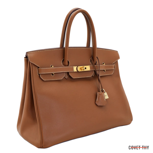 HERMÈS  JAUNE AMBRE BIRKIN 35CM OF TOGO LEATHER WITH PALLADIUM