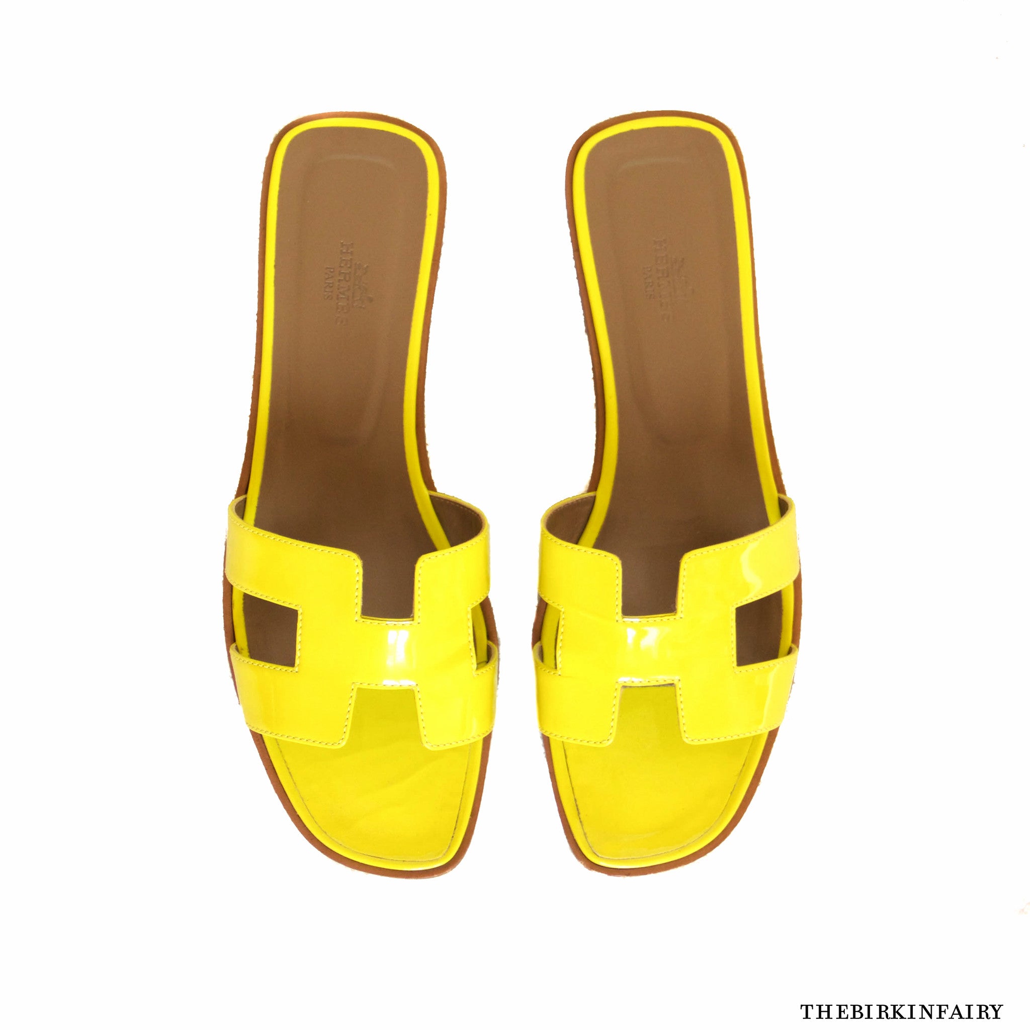 hermes slippers yellow