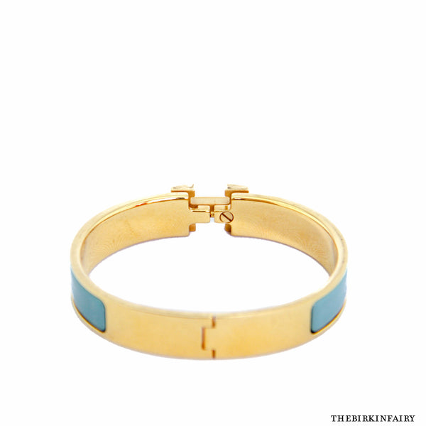Hermes Clic H Blue Enamel Thin Bracelet – The Birkin Fairy