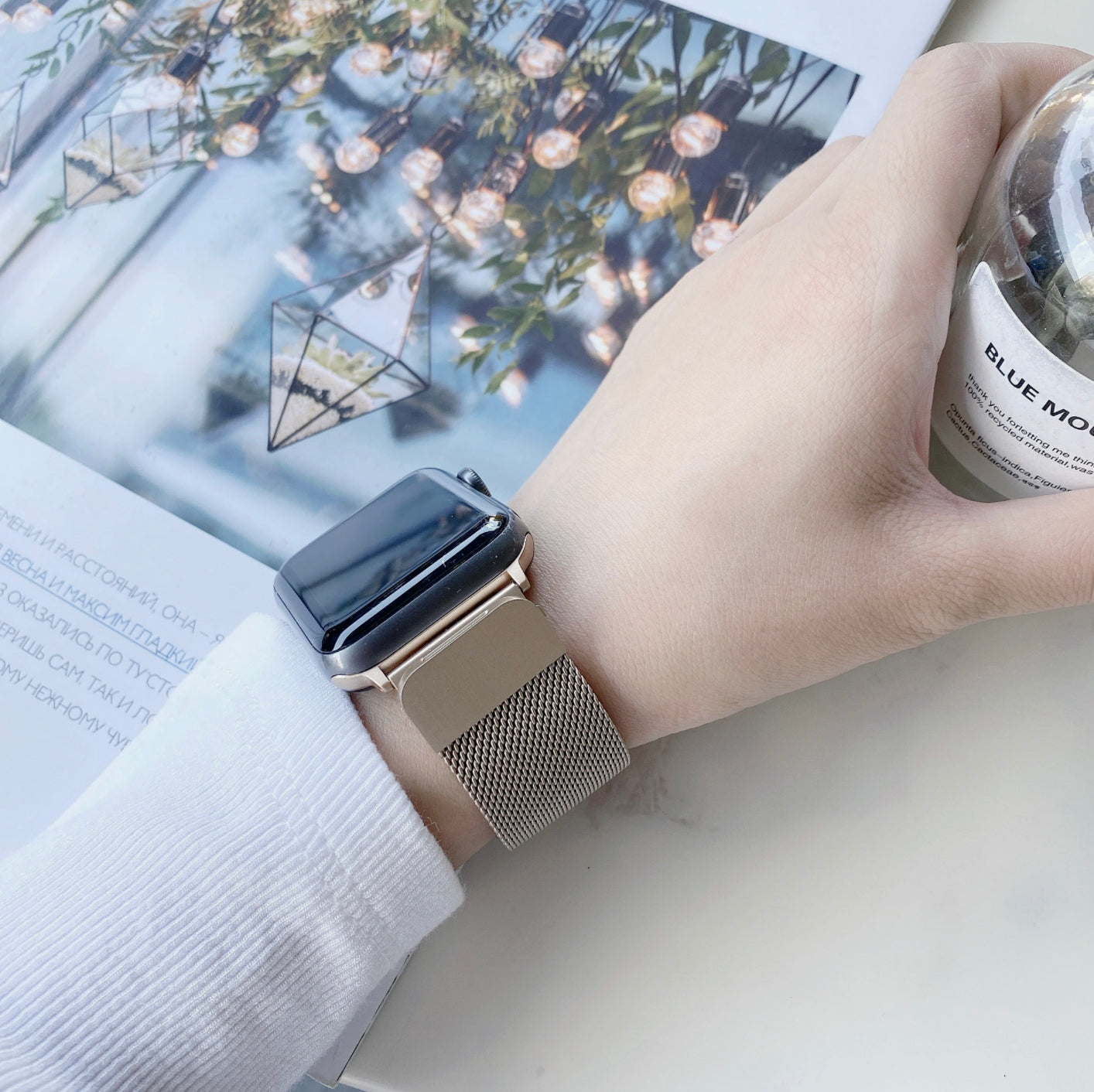 Apple Watch ミラネーゼループ 3840 バンド シャンパン R26j - 時計