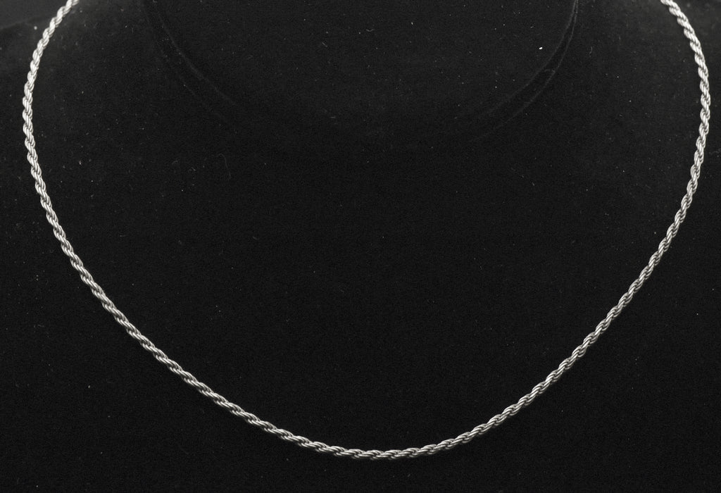 Vintage Italian Sterling Silver Rope Link Chain Necklace - 16