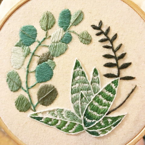 houseplant embroidery hoop art